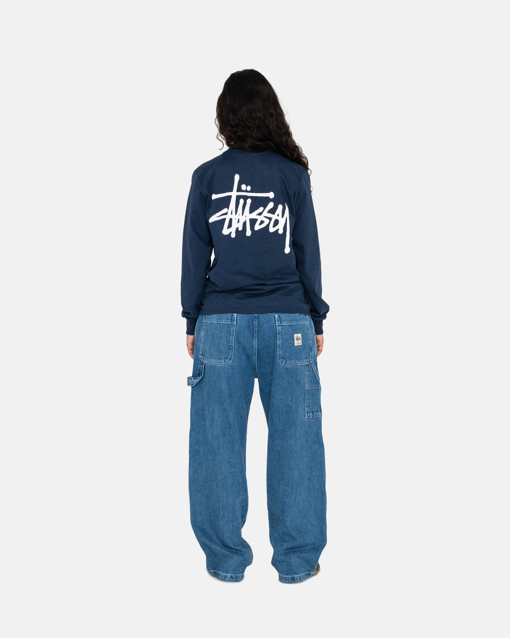 μπλουζακια για τρεξιμο Stussy Basic Ls σκουρο μπλε | 032-UMFJBE