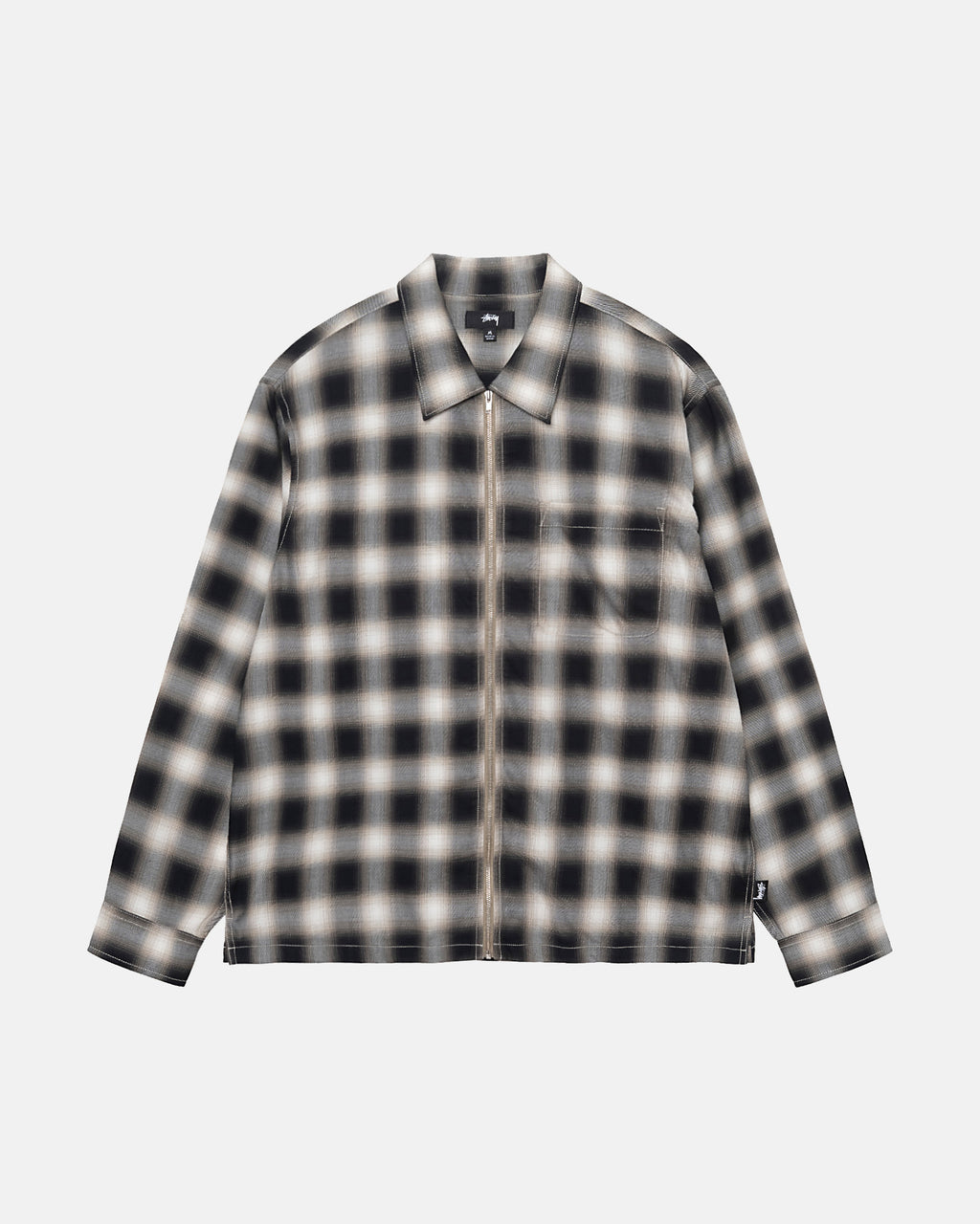 πουκαμισα Stussy Eddie Plaid Zip μαυρα | 381-YTROQN