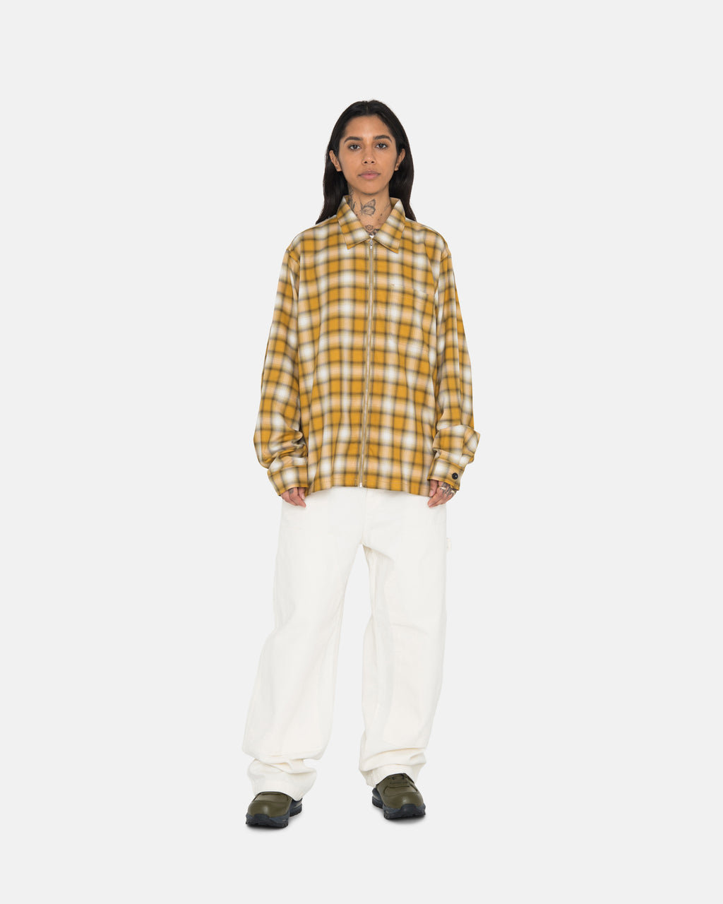 πουκαμισα Stussy Eddie Plaid Zip μουστάρδα | 498-RXOUDC