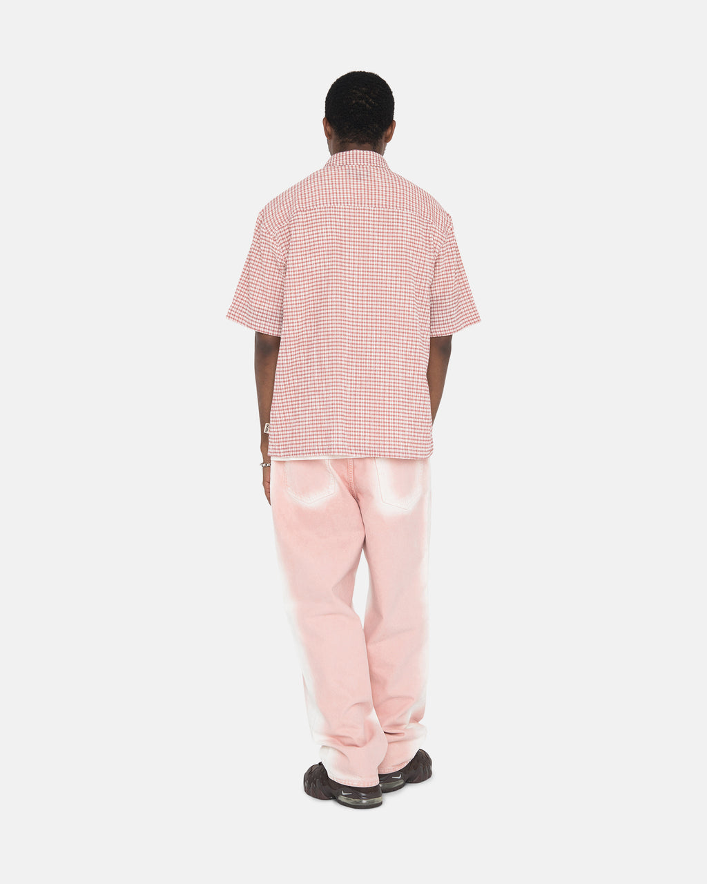 πουκαμισα Stussy Wrinkly Gingham Ss ροζ | 421-QMBRDT