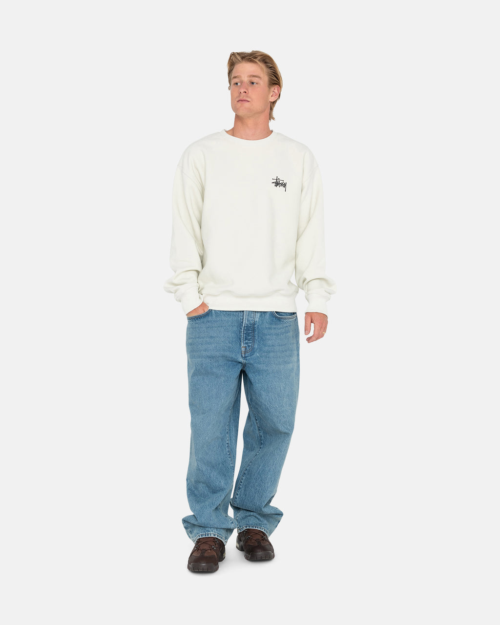 σορτσ Stussy Basic Pigment Dyed Crew Μπεζ | 560-AGDCMP