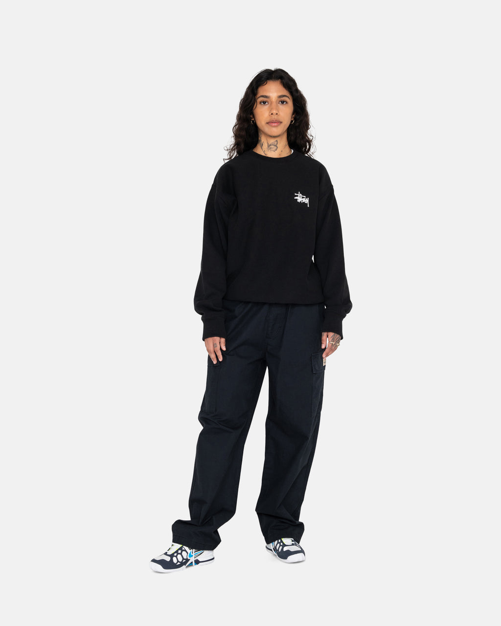 σορτσ Stussy Basic Pigment Dyed Crew μαυρα | 980-VJZRPH