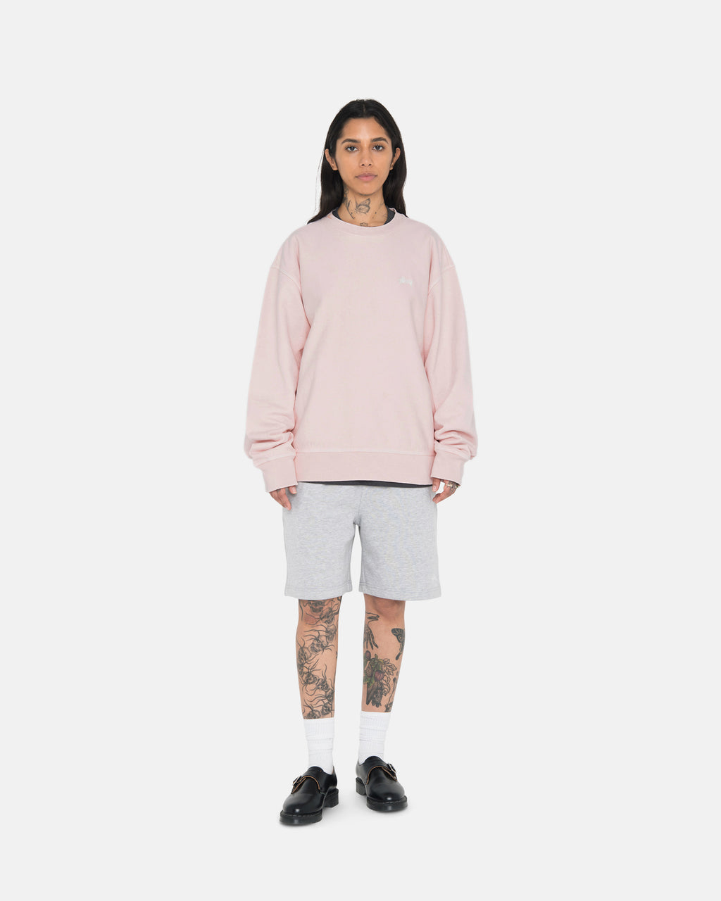 σορτσ Stussy Overdyed Stock Logo Crew ροζ | 261-QXEZAB