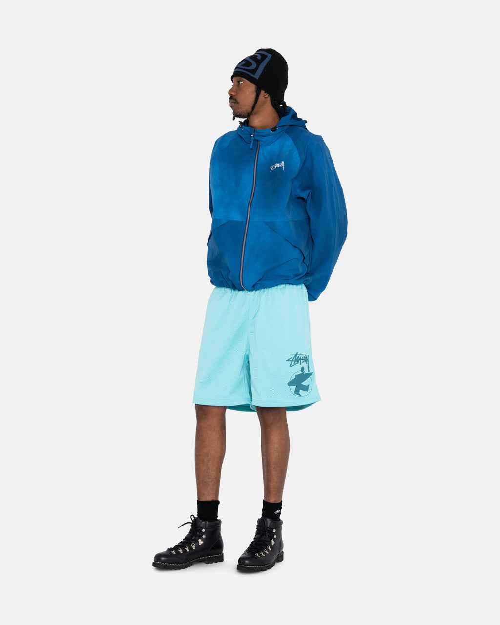 σορτσ Stussy Surfman Mesh ανοιχτο τυρκουάζ | 357-HWGMNZ