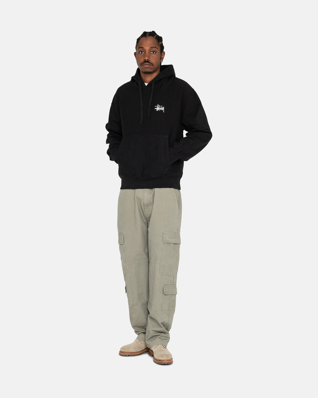 φουτερ με κουκουλα Stussy Basic Pigment Dyed μαυρα | 182-IBERHZ