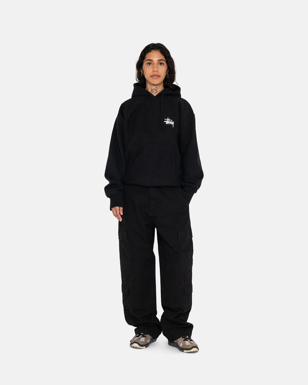 φουτερ με κουκουλα Stussy Basic Stüssy μαυρα | 657-DOVMXL