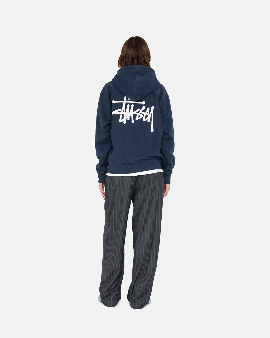 φουτερ με κουκουλα Stussy Basic Zip σκουρο μπλε | 926-NIACGX