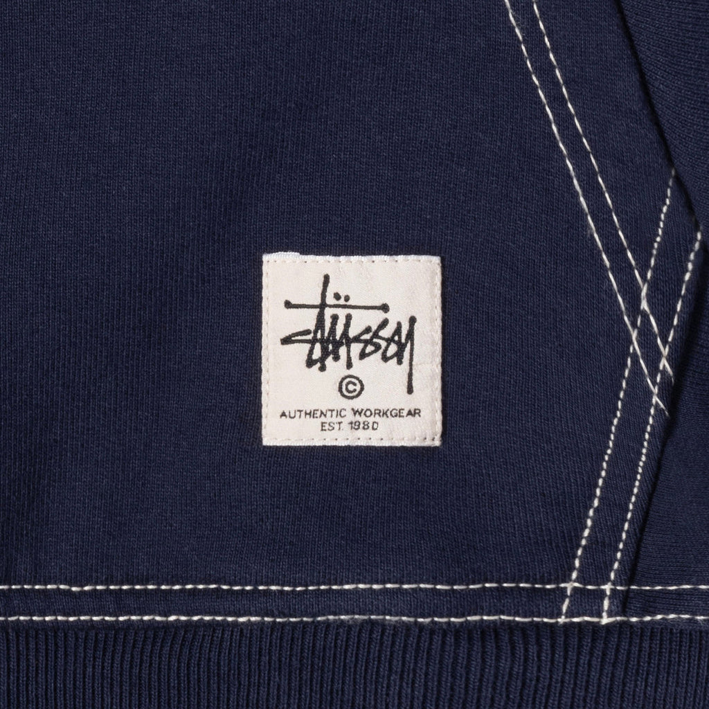 φουτερ με κουκουλα Stussy Contrast Stitch Label σκουρο μπλε | 594-GYEJNH