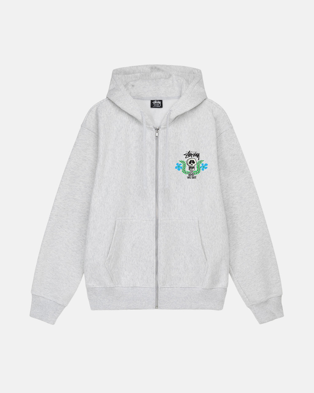 φουτερ με κουκουλα Stussy Skull Crest Zip γκρι | 265-ZWRAGM