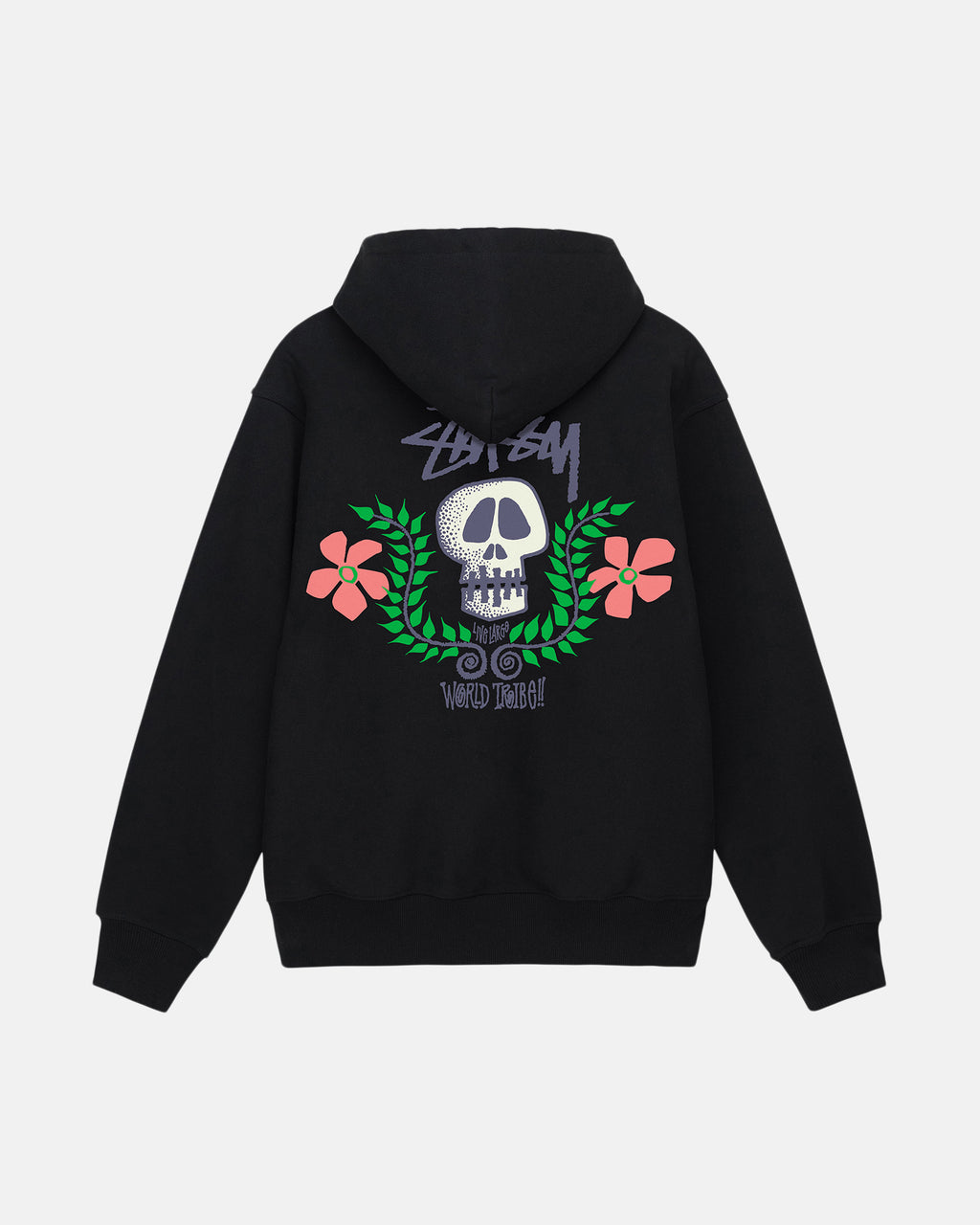 φουτερ με κουκουλα Stussy Skull Crest Zip μαυρα | 918-LVXWBG