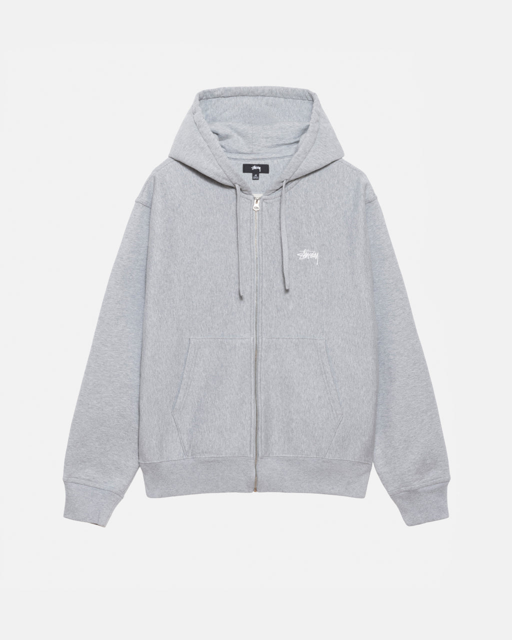 φουτερ με κουκουλα Stussy Stock Logo Zip γκρι | 346-MWIZVO