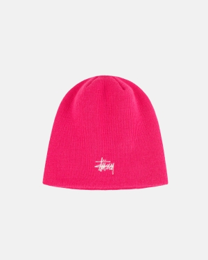 Caps Stussy Basic Skullcap Beanie σκούρο ροζ | 037-PNMSKH