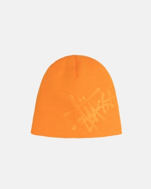 Caps Stussy Debossed Basic Logo Skullcap πορτοκαλι | 571-JGRCPU