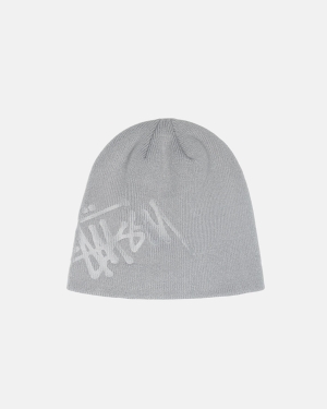 Caps Stussy Debossed Basic Logo Skullcap ασημι | 810-KFZLHN