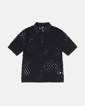 Πουλόβερ Stussy Big Mesh Polo μαυρα | 965-GLPUBN