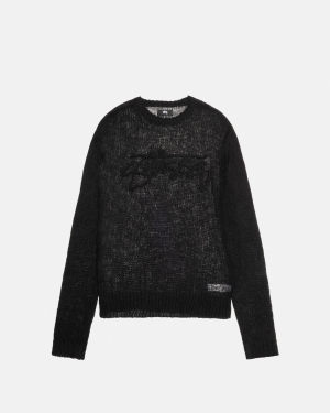 Πουλόβερ Stussy Loose Knit Logo μαυρα | 918-PYXNRU