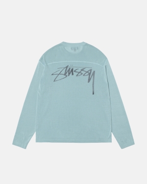 Πουλόβερ Stussy ελαφρια Football Crew ανοιχτο μπλε | 569-WNXMYZ