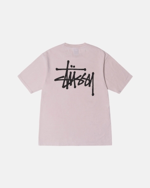 μπλουζακια για τρεξιμο Stussy Basic Pigment Dyed ροζ | 483-OQXHKJ