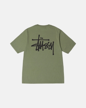 μπλουζακια για τρεξιμο Stussy Basic Pigment Dyed Artichoke | 670-ONMLGD