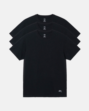 μπλουζακια για τρεξιμο Stussy Undershirt - 3 Pack μαυρα | 729-KLMVHT