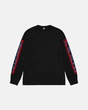 μπλουζακια για τρεξιμο Stussy Youth Brigade Pigment Dyed Ls μαυρα | 284-IFJXLZ