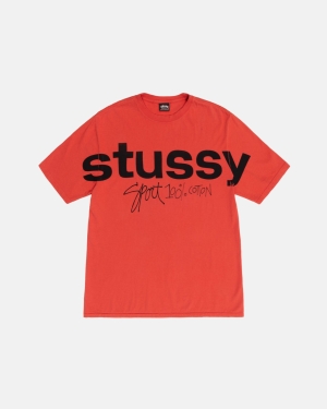 μπλουζακια για τρεξιμο Stussy Αθλητικά 100% Pigment Dyed ροζ | 597-QAVSUF