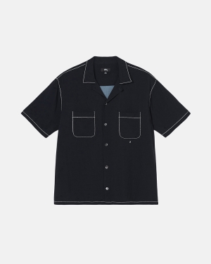 πουκαμισα Stussy Contrast Pick Stitched μαυρα | 906-BPRIKM