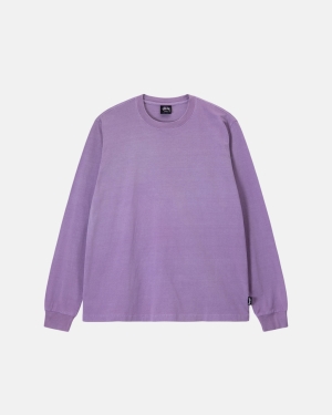 πουκαμισα Stussy Heavyweight Pigment Dyed Ls Crew λεβάντα | 928-GSJELW