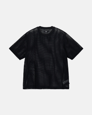 πουκαμισα Stussy βαμβακερα Mesh Ss Crew μαυρα | 839-OYENRL