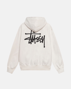 φουτερ με κουκουλα Stussy Basic Pigment Dyed Μπεζ | 892-LHKVXI