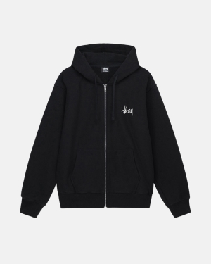 φουτερ με κουκουλα Stussy Basic Zip μαυρα | 178-OUFMER