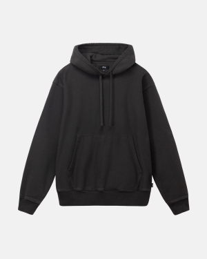 φουτερ με κουκουλα Stussy Pigment Dyed Fleece μαυρα | 179-AQJMKU