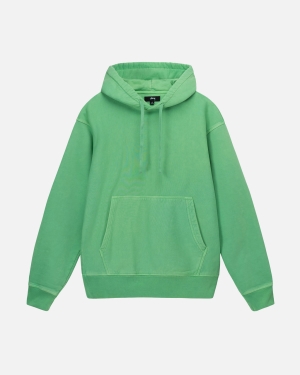 φουτερ με κουκουλα Stussy Pigment Dyed Fleece πρασινο | 680-BHLYPR