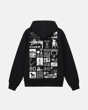 φουτερ με κουκουλα Stussy Sara Zip μαυρα | 496-KPNWTD