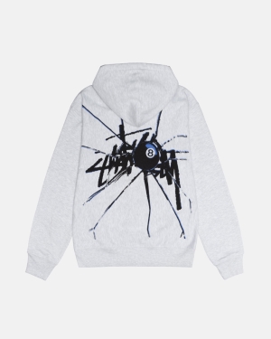 φουτερ με κουκουλα Stussy Shattered Zip γκρι | 382-CQUAXH