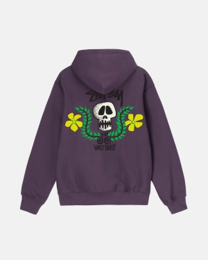 φουτερ με κουκουλα Stussy Skull Crest μωβ | 753-UNDXBJ