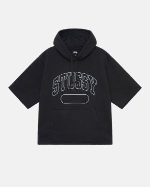 φουτερ με κουκουλα Stussy Ss Boxy Cropped μαυρα | 219-PFTQED