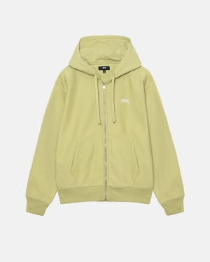 φουτερ με κουκουλα Stussy Stock Logo Zip πρασινο | 612-SWKICP